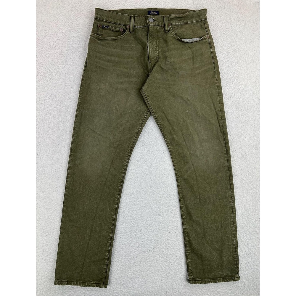 Polo Ralph Lauren Hampton Straight Jeans Mens 34x32 Green Stretch Denim Pants